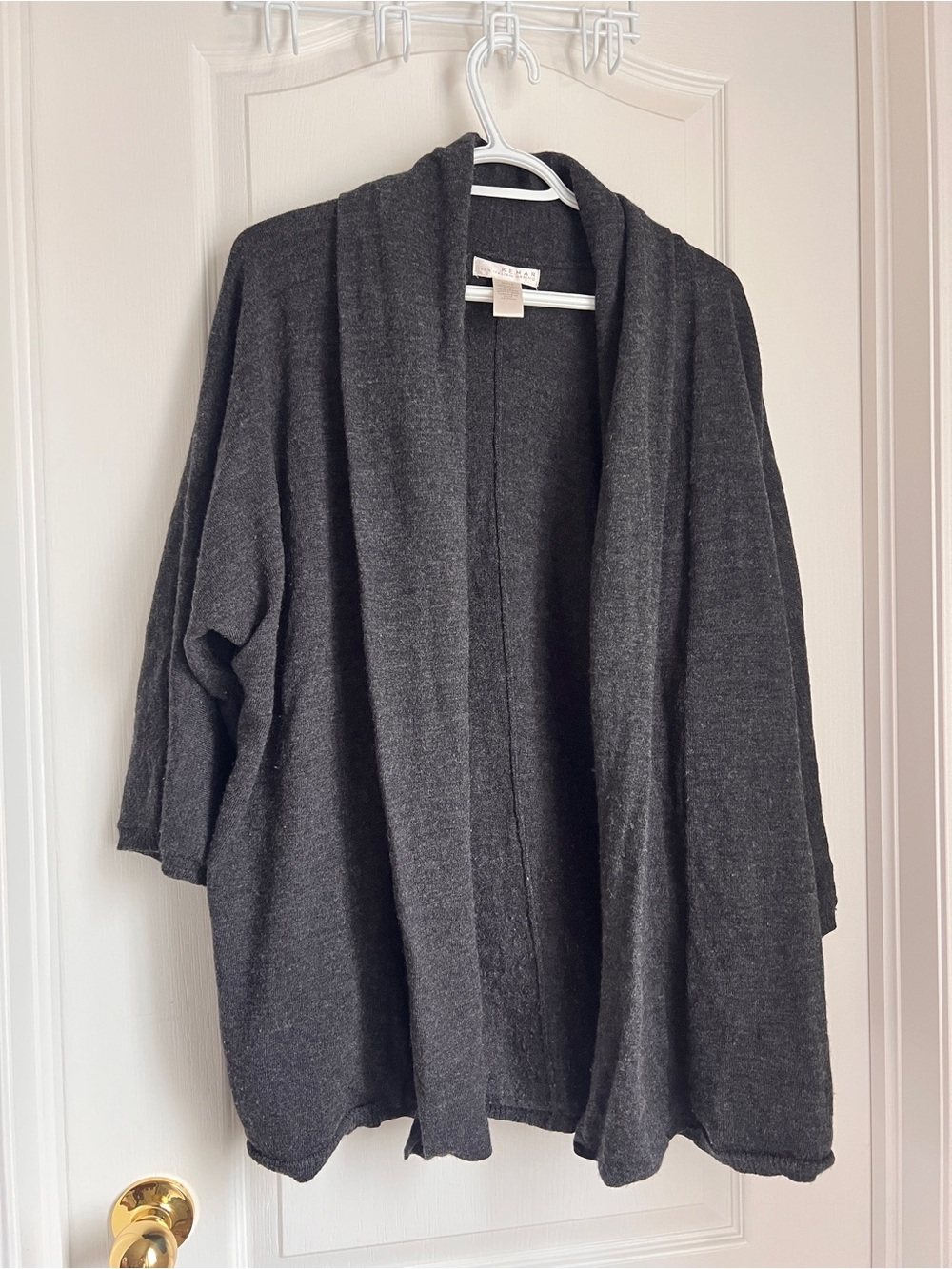 Kenar 100% Wool Charter Club Open-Front Dark Gray Women's Cardigan Sweater